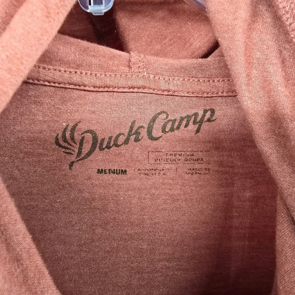Duck Camp Mens Medium‎ Hooded Long Sleeve Shirt Pocket Burnt Orange